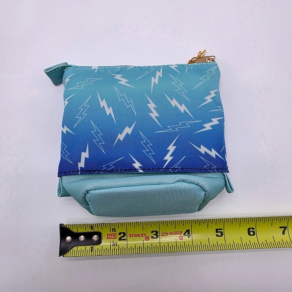 Erin Condren expandable Pouch Lightning Bolt Blue Zipper travel storage bag - Picture 8 of 10